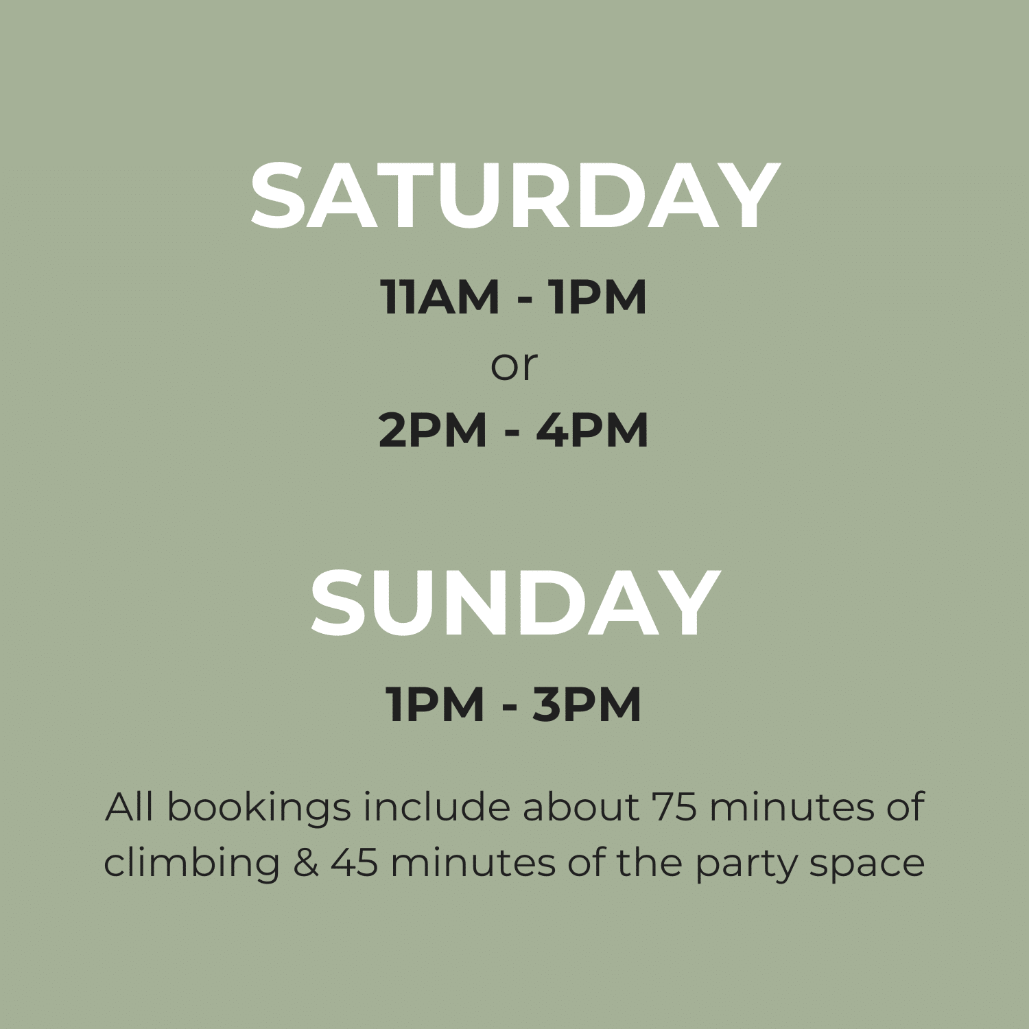 Birthday party time slots